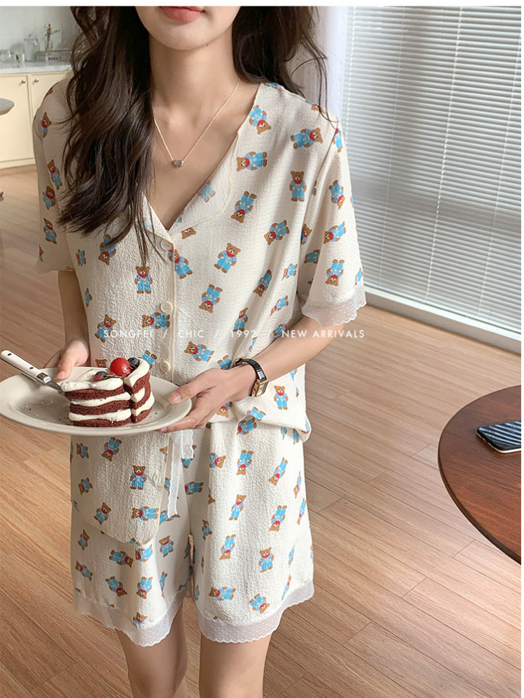 Summer breathable cute printed home wear