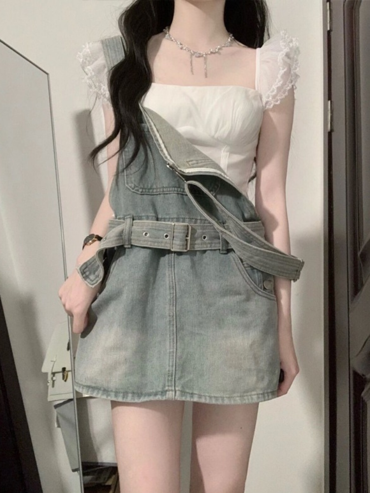 Spring and autumn Korean-style women's suspender skirt