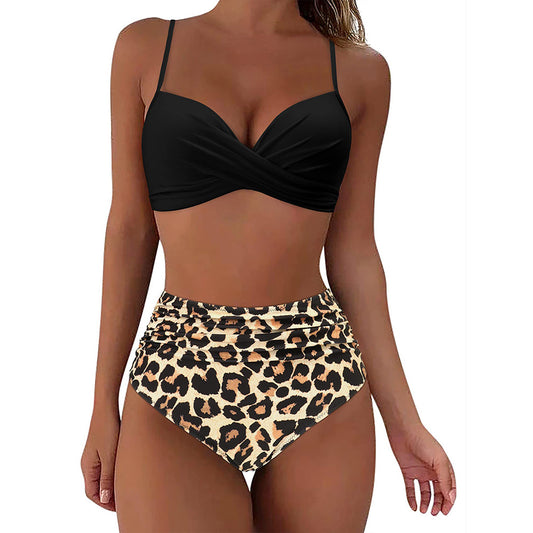 Split high-waisted belly-shading tight sexy bikini cross-border Europe and the United States Amazon sexy