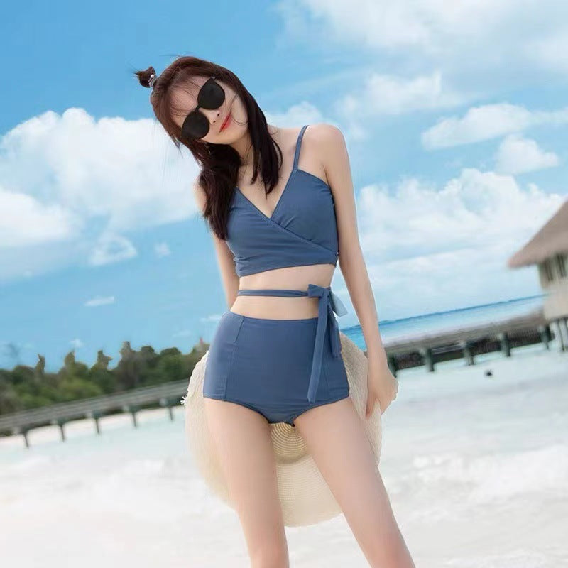 New swimming costume women's split two-piece swimming costume thin small chest gathered ins style swimwear